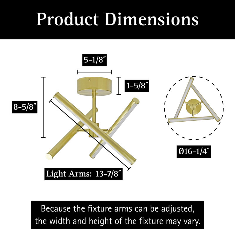 Free Form LED Ceiling Light Fixture - Dimmable & Customizable, Semi-Flush Mount Ceiling Light With Adjustable Light Bars, Energy Efficient LED Light