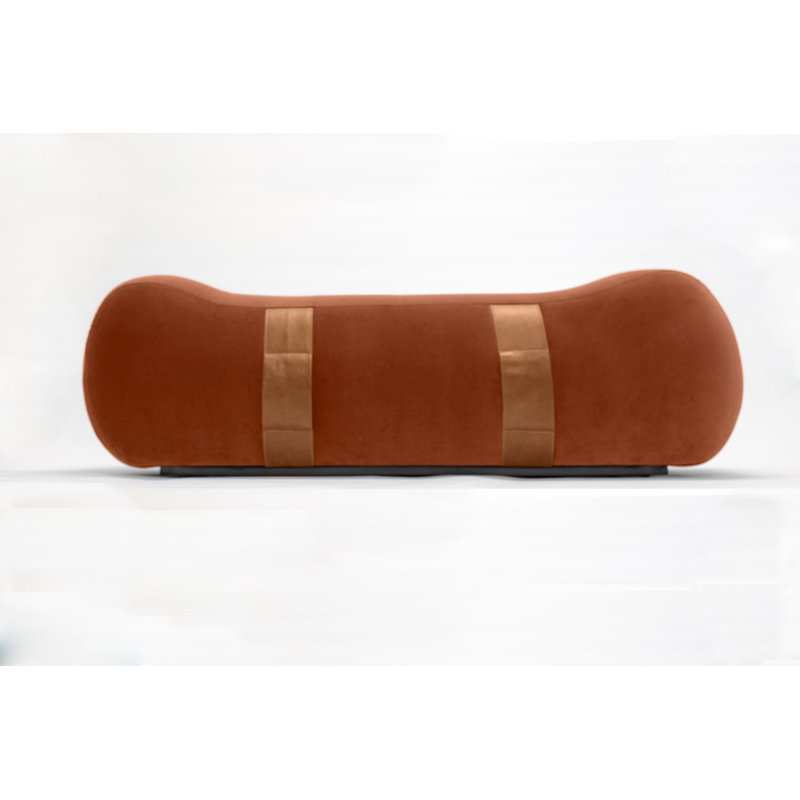 Milo Velvet Upholstered Bench, Marmalade/Chesterfield