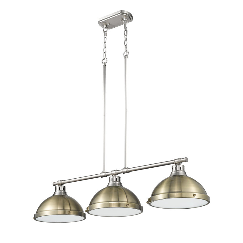 Laramy 3-Light Linear Pendant, Aged Brass, Pewter