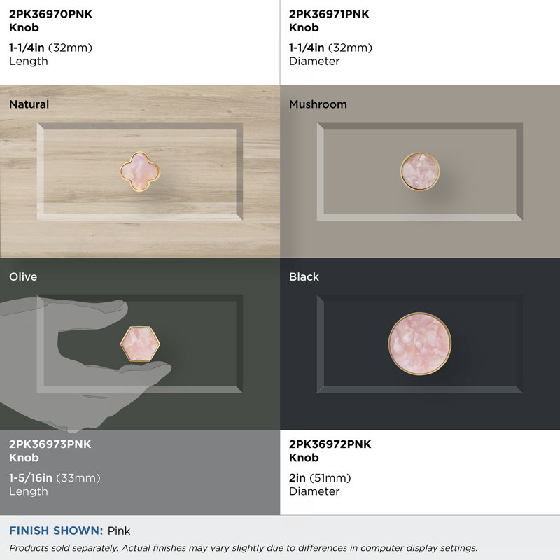 Gold and Pink Hexagon Geometric Cabinet Knob Set