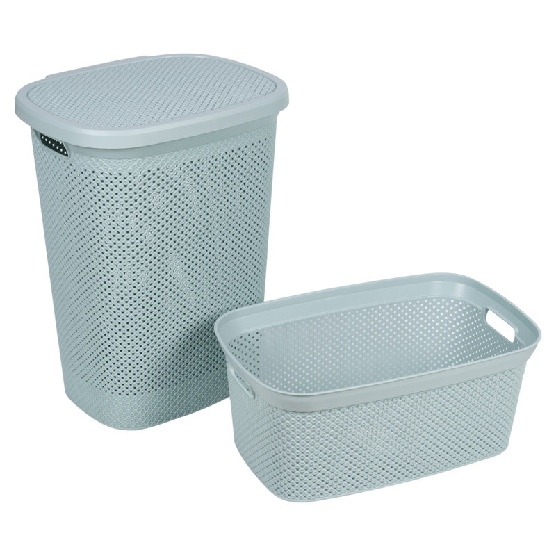 Plastic Laundry Set with Handles, Teal