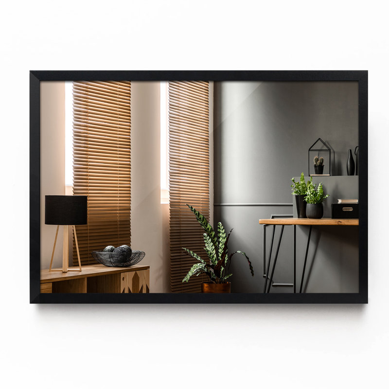 Gullu Glass Flat Wall Mirror, Black, 88.5 H x 69 W