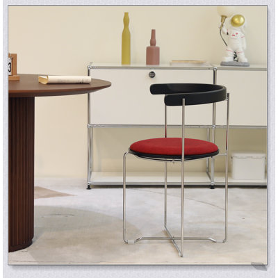 Folding Chair with Modern Design, Chrome Frame, Wood Back, Upholstered for Dining, Living Room, and Kitchen, 1pc (Red-1pc)