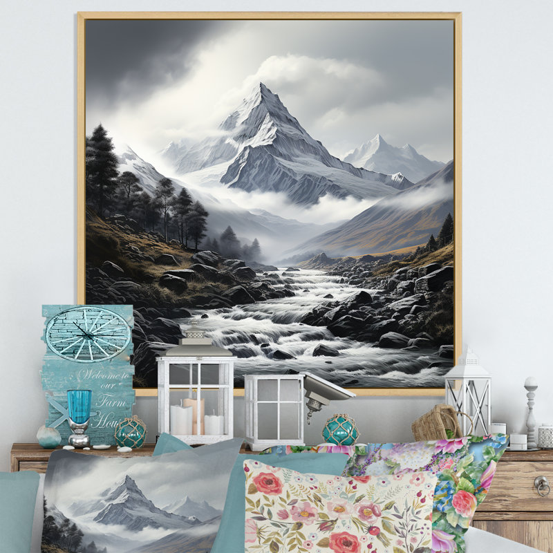 Art mural mural montagnes alpines monochromes de Suisse II, White Picture Framed, 16" H x 16" W