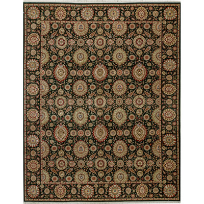 Manchuria Wool Oriental Area Rug in Beige/Black