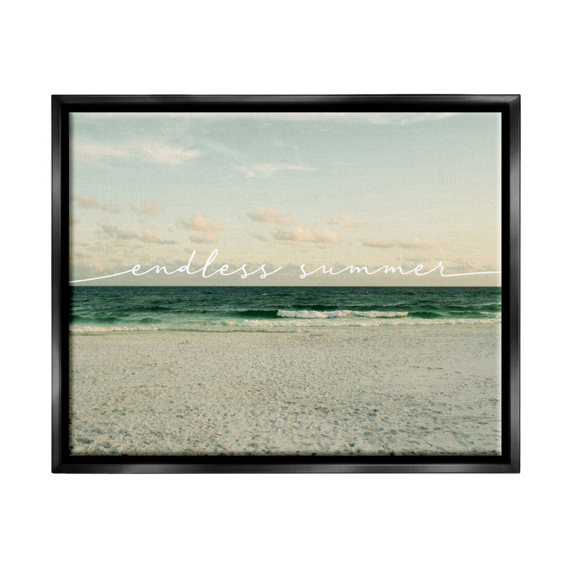 «Endless Summer Beach Coast Waves Floater» par Lil 'Rue, H 25 po x l 31 po x P 1,7 po, Cadre flottant noir de jais