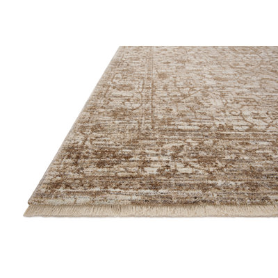 Sorrento Oriental Machine Made Polyester Area Rug in Bark/Natural