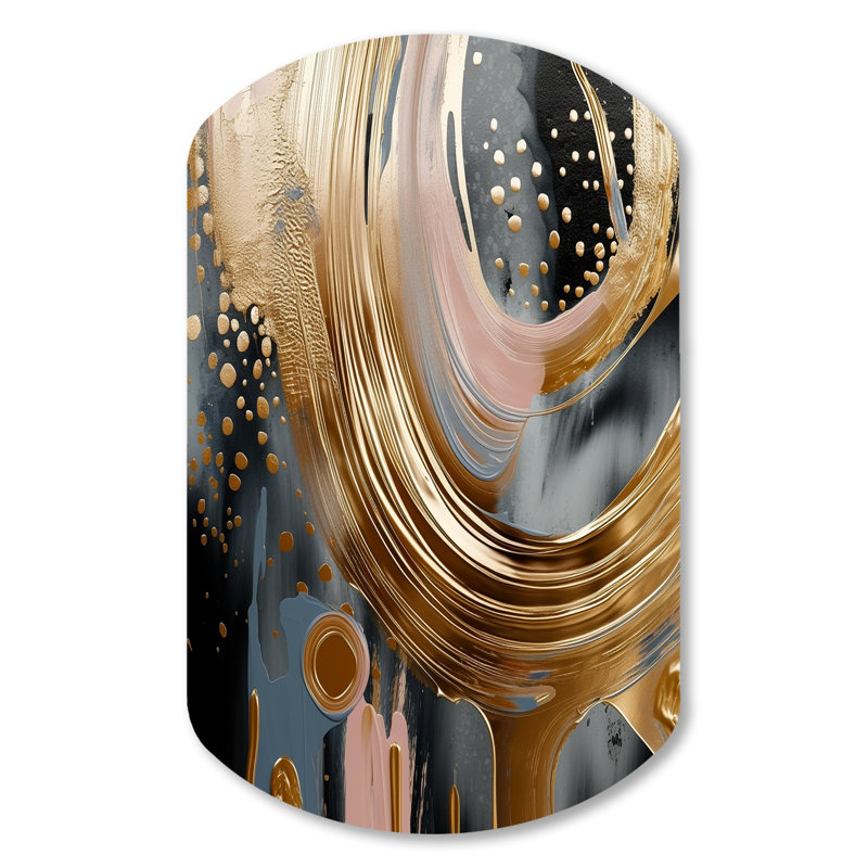 Gold And Black Marble Expression VI - Marble Unique Shape Metal Print, Gold Freeform Metal Wall Art, 31" H x 19" W x 1" D