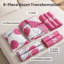 Ensemble d'édredon pour grand lit 9 pièces, lit de luxe toutes saisons dans un sac pour la chambre à coucher, avec rideaux assortis, microfibre douce, rose rose-121273311