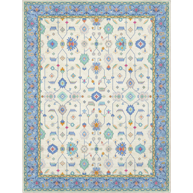 Tapis multicolore bohème Bungalow Rose Adrith Antalya, Rectangle 9 pi 10 po x 13 pi