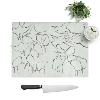 Tempered Glass Cranes Chopping Board