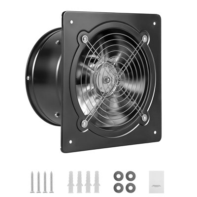 Ventilateur d'extraction mural de 20 cm (8 pouces), débit d'air élevé de 576 pi³/min (16,3 m³/min), avec commande marche/arrêt, faible consommation, extracteur d'air portable pour grenier, garage, sous-sol, atelier, cuisine, poulailler, noir.