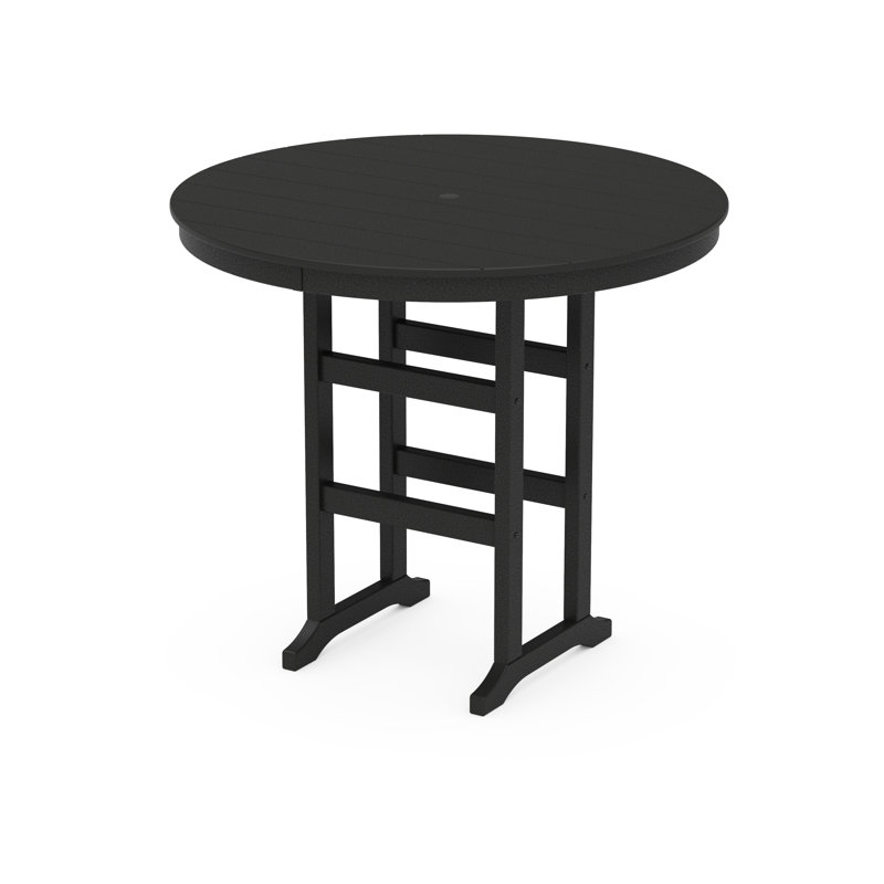 POLYWOOD Round Farmhouse Bar Table, Mahogany, 48"