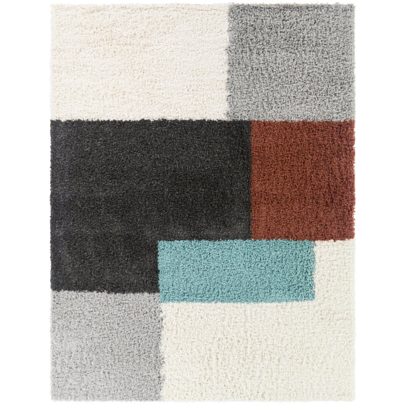 Tapis brun / bleu / rouille Daphne, Rectangle 5 pi 3 po x 7 pi