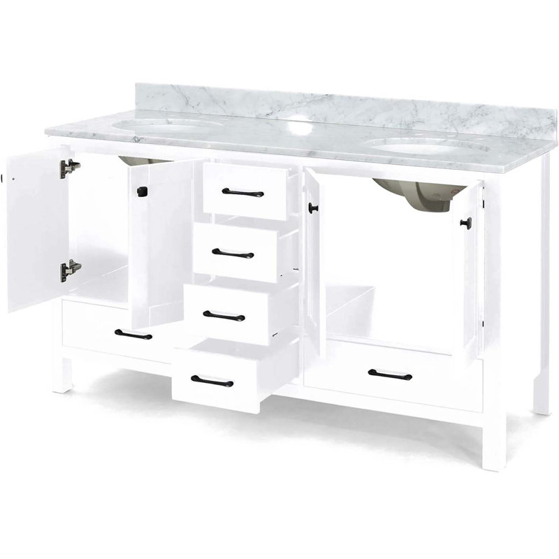 Meuble-lavabo avec plateau Gennara, Blanc