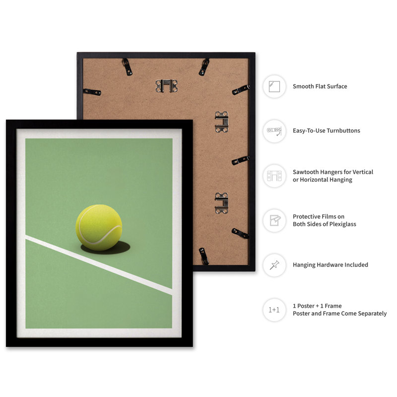 Court de tennis vert, 08"H x 10"W, Poster, Black Framed