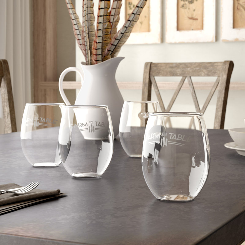 Aaina 21oz. Stemless Wine Glass Set