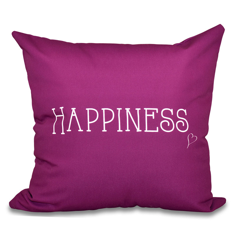 Housse de coussin carrée Happiness, H 16 po x l 16 po, Mauve