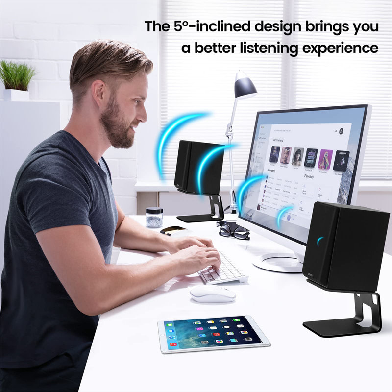 13cm Fixed Height Speaker Stand,Speaker Riser Stands For Desk,Universal Bookshelf, Desk Stand,Audio Stands For Computer Speakers,(2 Pieces)