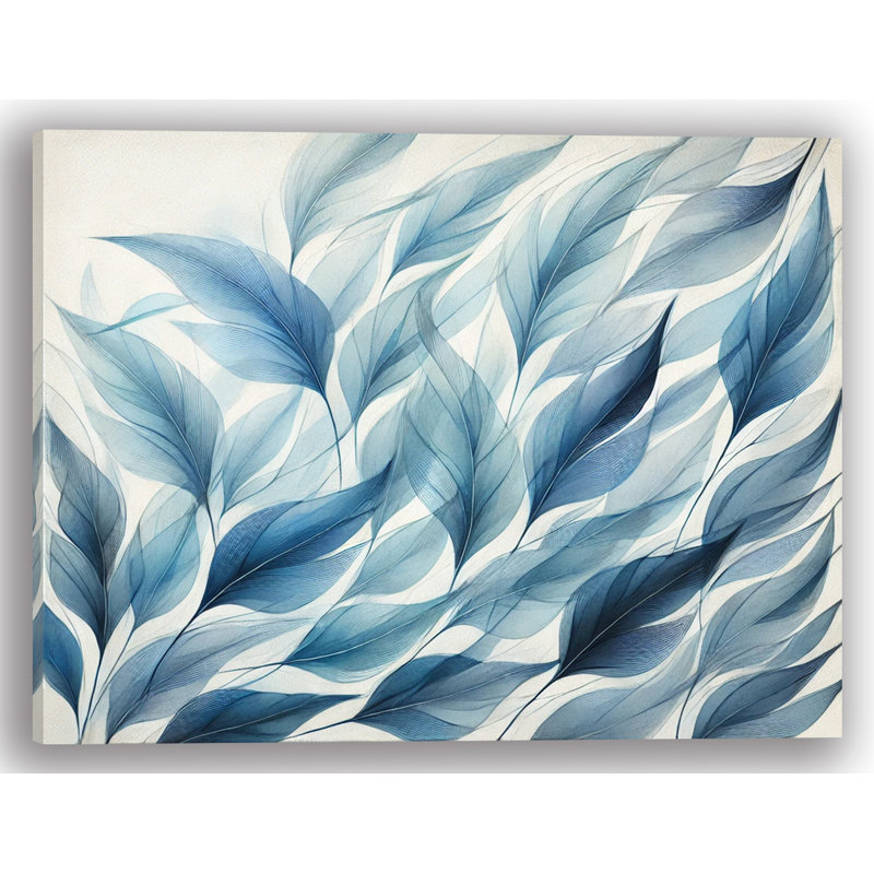 «Blue Leaf Waves», reproduction d'art sur toile, H 24 po x l 36 po