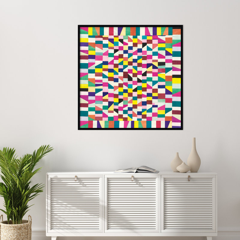 Impression sur toile corée du 19e siècle Pojagi, H 41 po x l 41 po x P 1 po, Noir