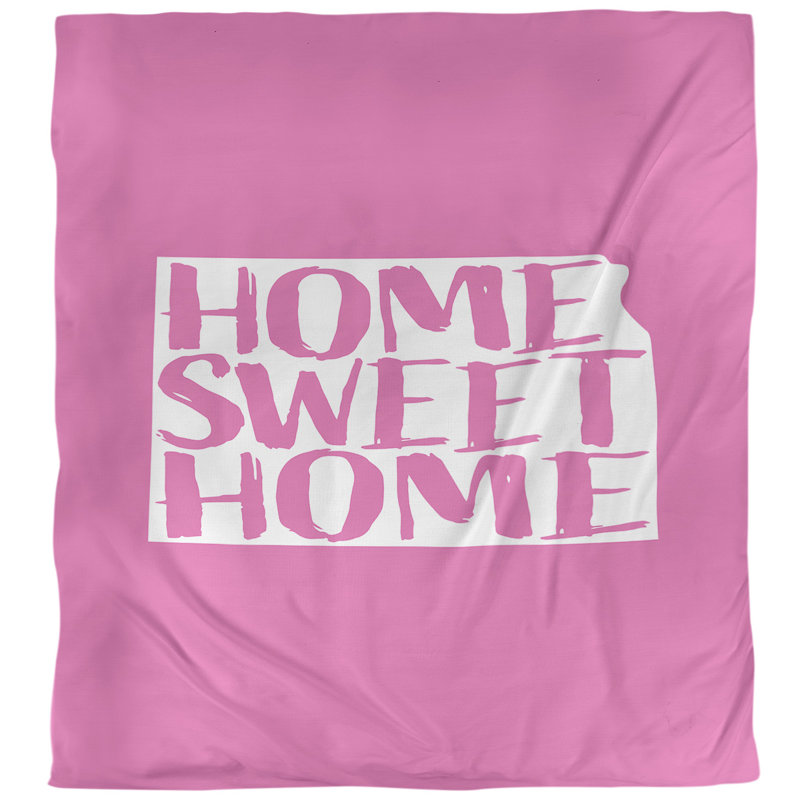 Housse de couette simple Kansas Home Sweet, Housse de couette pour grand lit, Rose, Polyester brossé