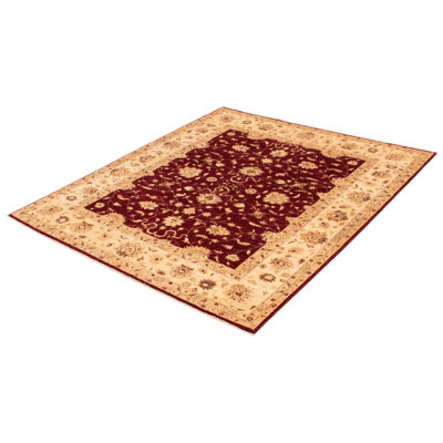 One-of-a-Kind 8'1" X 9'1" New Age Wool Area Rug in Burgundy