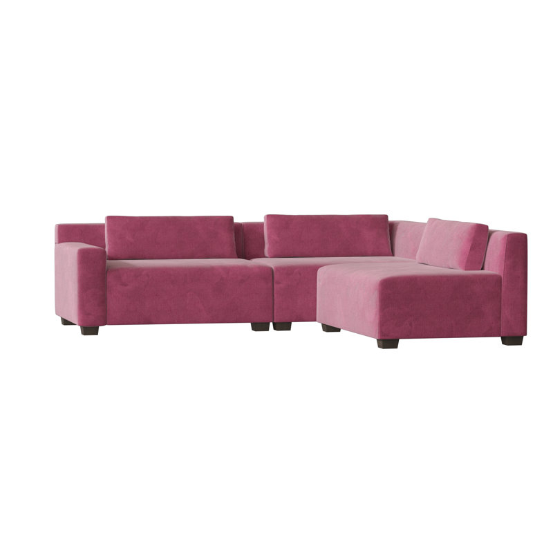 Alisa Upholstered L-Shaped Sectional Right Hand Facing, Savona Fuchsia, Espresso