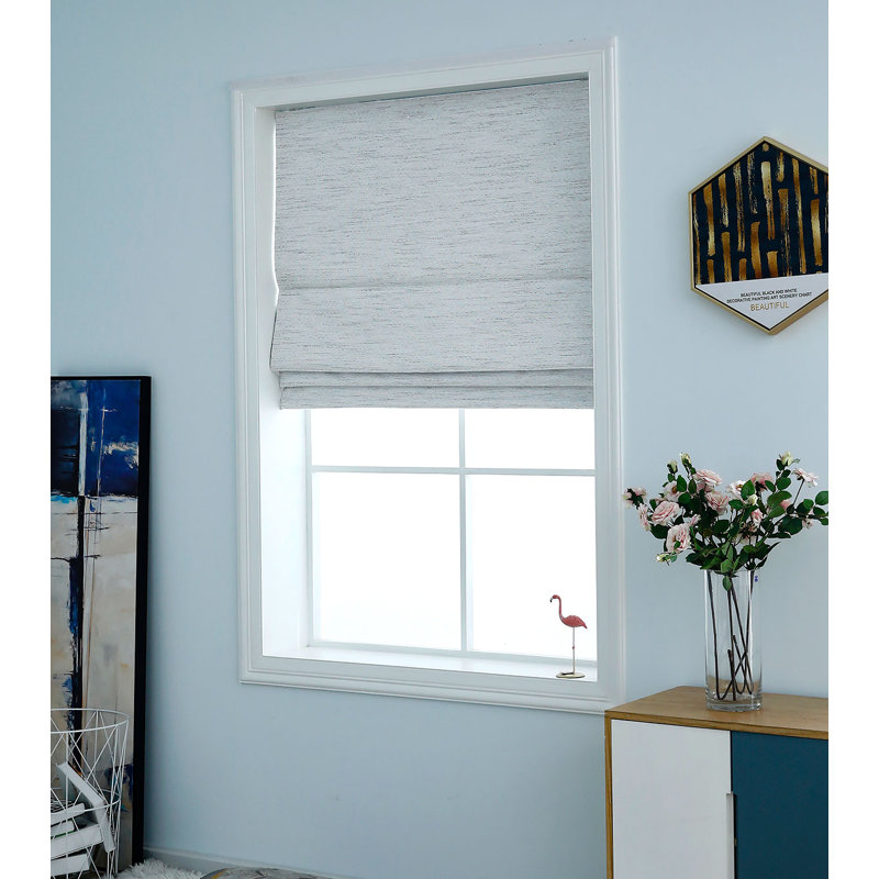 Cordless Room Darkening Roman Window Shades with Woven Fabric, Stone, 36"W x 64"L