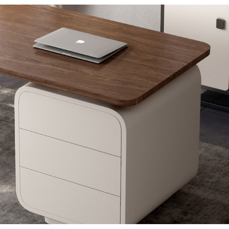 Bureau moderne en bois massif minimaliste avec base en acier inoxydable, H 29,53 po x l 62,99 po x P 27,56 po