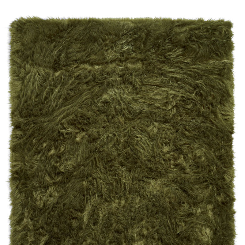 Polar Plush Afrina Machine Tufted Olive Green Area Rug, Rectangle 80 x 150cm