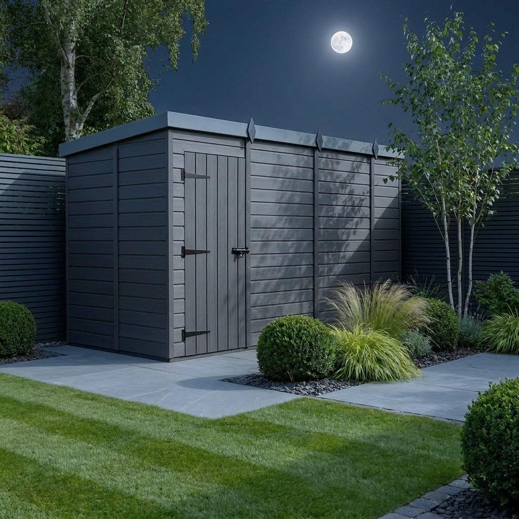 Total Sheds 14ft x 5ft Composite Pent Garden Shed - Single Door - No Windows - EPDM Rubber Roof - UK Manufactured