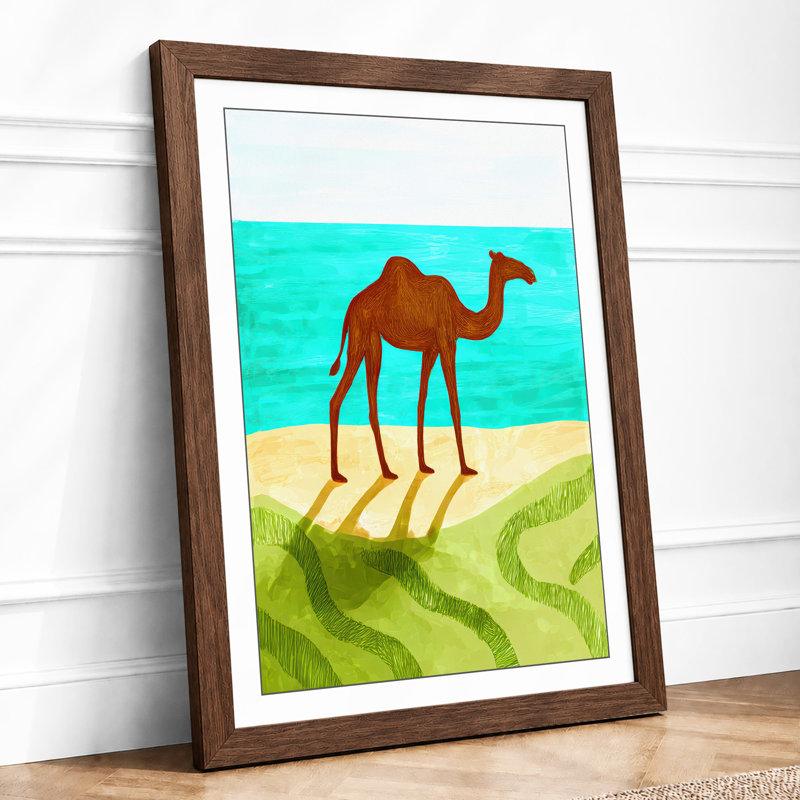 Desert Camel Retro - Print, A3 - 42.0 x 29.7 cm, Walnut