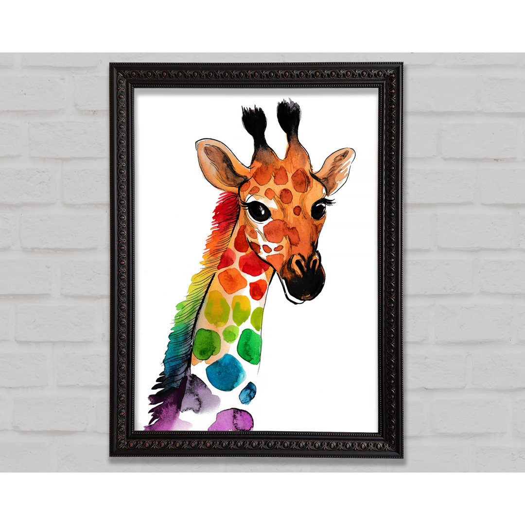 Regenbogen Giraffe - Einzelner Bilderrahmen Kunstdrucke