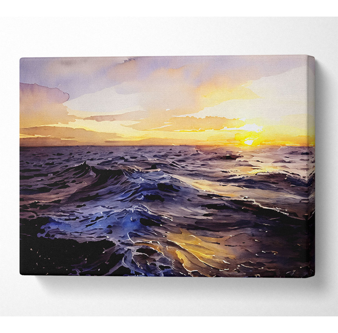 Golden Waves Crashing - Kunstdrucke auf Leinwand