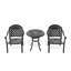 Patio en fonte d'aluminium 3, noir, coussins de couleur aléatoire pour le soulagement extérieur, chaises empilables, table ronde avec mobilier de parasol 3, relax,