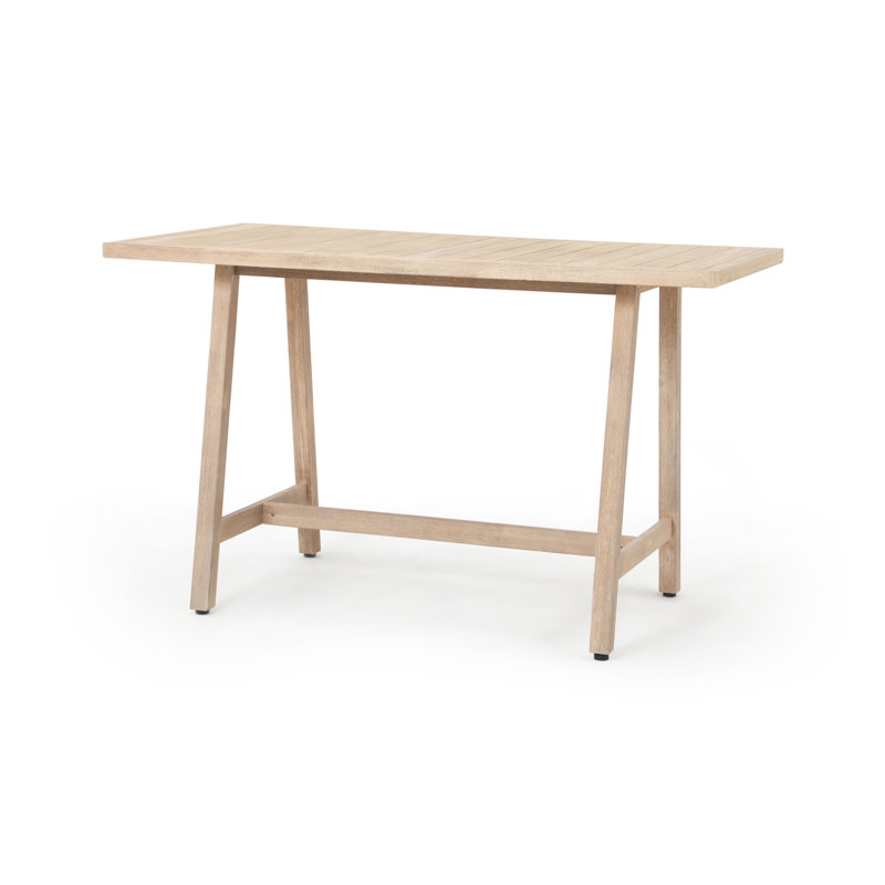 Patio Mediterranean Style Acacia Wood Dining Table, 38" H x 62.5" W x 35" D
