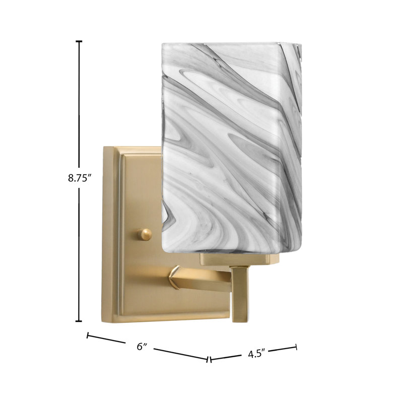 Franklin Wall Sconce Shown With 3.5" Square Onyx Swirl Glass, Brass