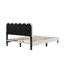 Structure de grand lit avec tête de lit à pétales de couleur crème et intérieur blanc, belle chambre à coucher simple, style métal silencieux, connexions en bois-130093245