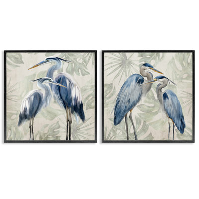  «Heron Palm pair», ensemble de 2 giclées encadrées par Kim Allen