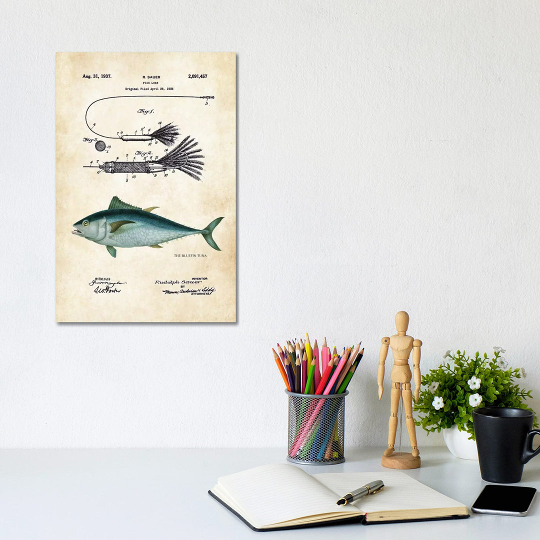Bluefin Tuna Fishing Lure by Patent77 - Wrapped Canvas Gallery-Wrapped Canvas Giclée