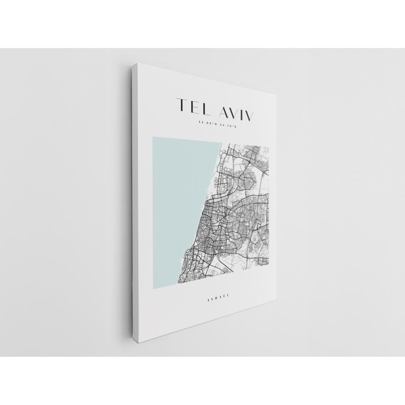 Tel Aviv Map Print Israel Canvas Print