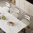 Modern Dining Chairs Set of 2, White Faux Leather Kitchen Chairs, Upholstered Armless Dining Room Chair with Black Mental Legs Heavy Duty, Comfortable