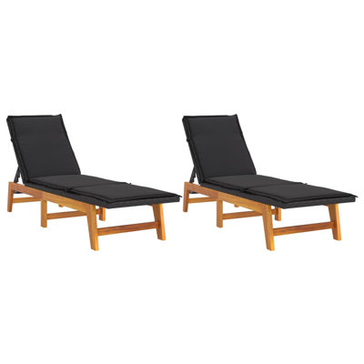 Asena Outdoor Acacia Chaise Lounge - Set of 2 by Latitude Run
