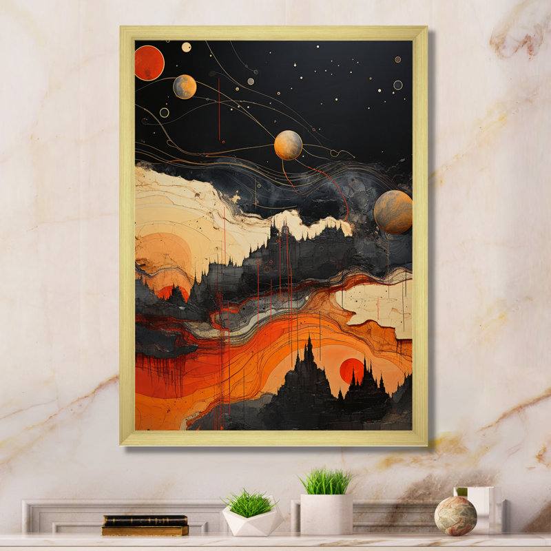 Jupiter Mars Majesty Bold I - impressions d'art mural de Jupiter, H 32 po x l 16 po x P 1 po, Encadrement doré