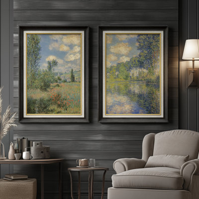 Ensemble de 2 œuvres d'art encadrées de qualité supérieure sur toile de qualité supérieure avec cadre de 26 po x 36 po