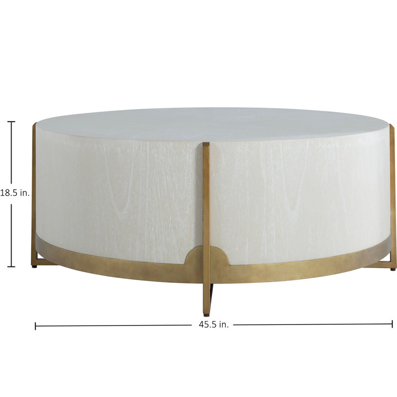 Clifton Drum Coffee Table, White Top/Gold Base