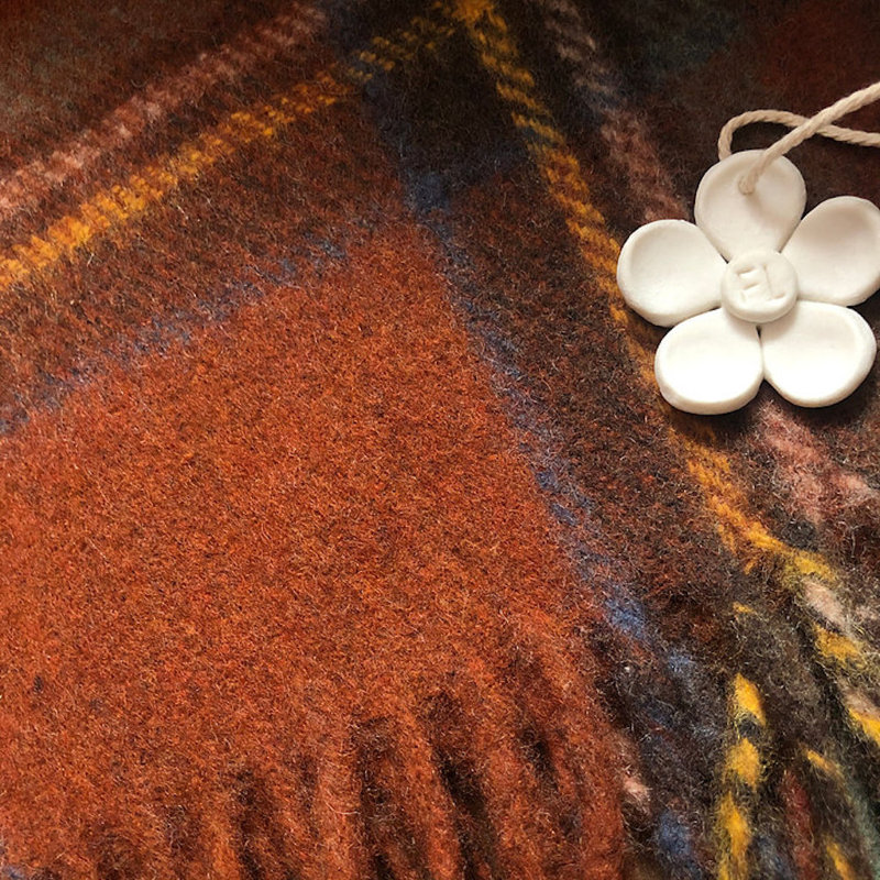 Throw Blanket, Orange/Blue/Brown