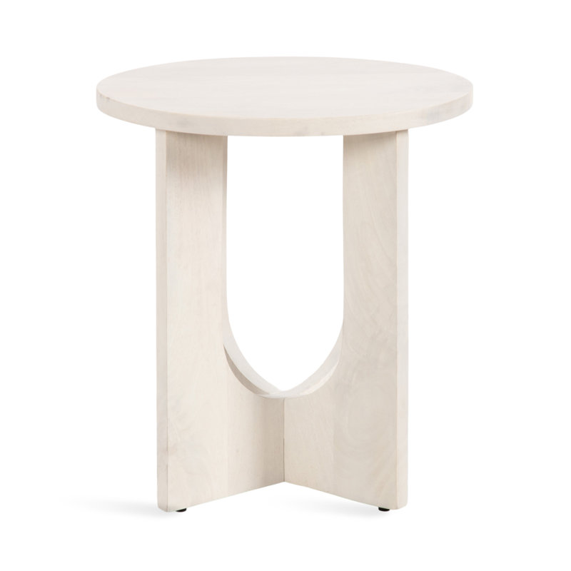 Wooden Oval Side Table, White