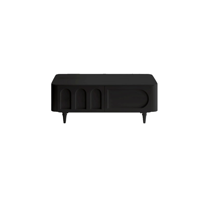 French Retro Coffee Table, 19.3" H x 47.24" L x 23.62" W, Black